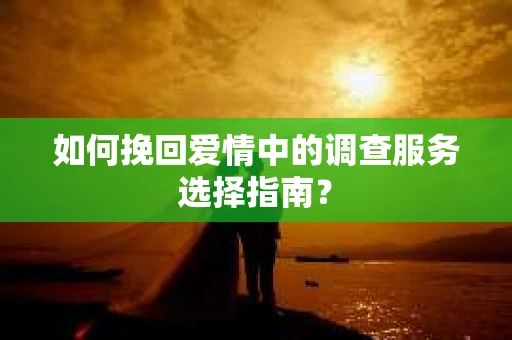 如何挽回爱情中的调查服务选择指南？