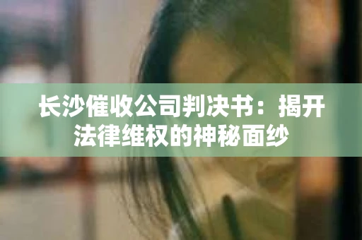 长沙催收公司判决书：揭开法律维权的神秘面纱