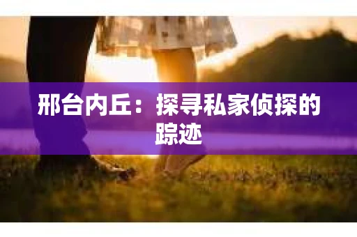 邢台内丘：探寻私家侦探的踪迹