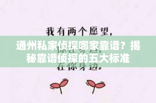 通州私家侦探哪家靠谱?揭秘靠谱侦探的五大标准 通州私家侦探哪家靠谱?揭秘靠谱侦探的五大标准
