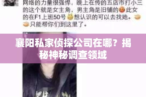 襄阳私家侦探公司在哪？揭秘神秘调查领域