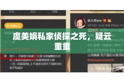 虞美娟私家侦探之死，疑云重重
