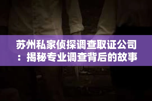 苏州私家侦探调查取证公司：揭秘专业调查背后的故事