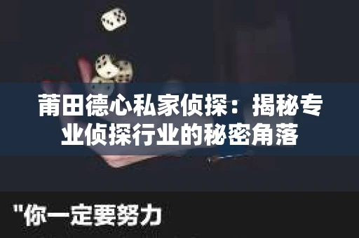 莆田德心私家侦探：揭秘专业侦探行业的秘密角落