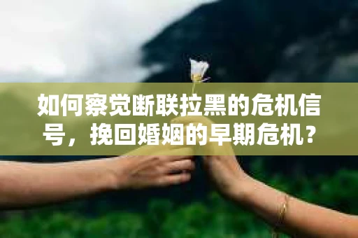 如何察觉断联拉黑的危机信号，挽回婚姻的早期危机？