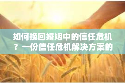 如何挽回婚姻中的信任危机？一份信任危机解决方案的干货指南